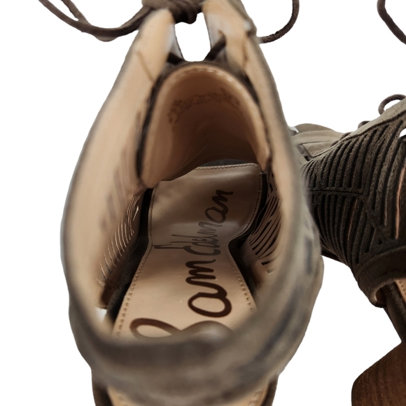 Sam Edelman Rocco Taupe Tan Microsuede Open Toe Ankle Boots Women's Size 8.5 - Picture 9 of 12